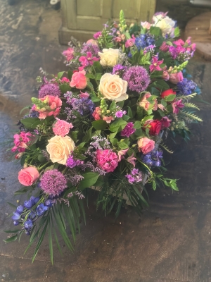 Coffin Spray: Pinks, purple and blue