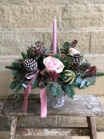 Pink Christmas  Candle Arrangement